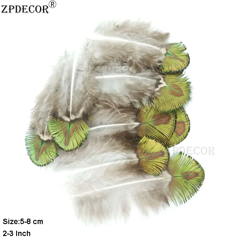 

ZPDEOCR 5-10cm Natural Peacock Feathers Golden For Dream Catcher Or Handicraft Decoration