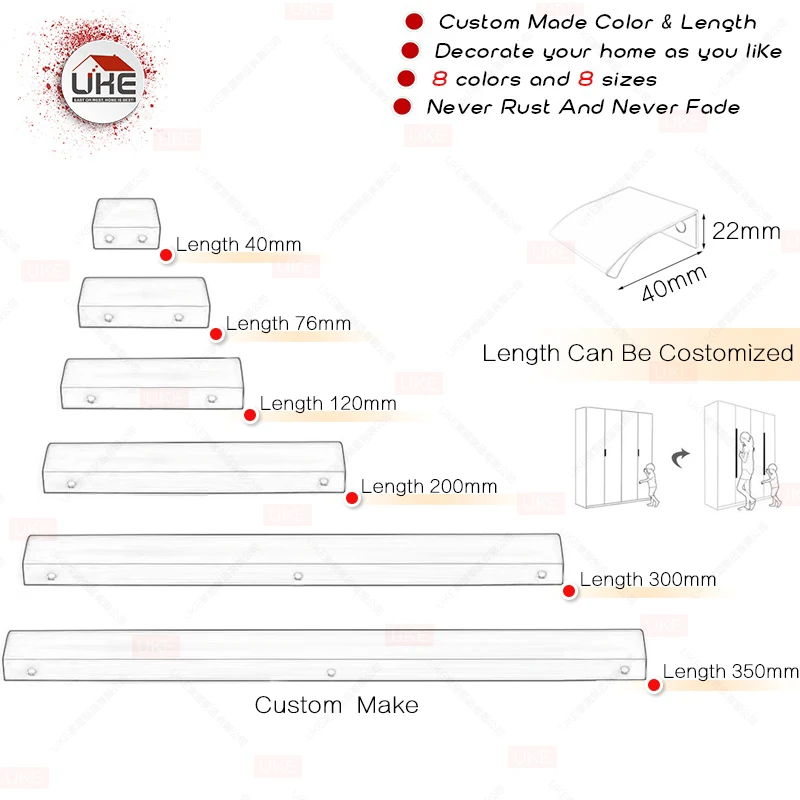 Скрытые ручки для шкафов UKE рукоятки выдвижных ящиков мебели, ручки для кухонных ящиков