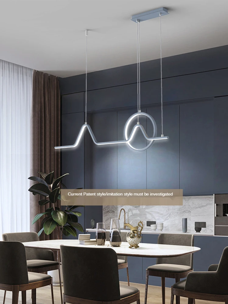 

Dining Room Chandelier Led Minimalistic Modern Atmosphere Creative Personality Lamp Strip Small Bar Nordic Dining Table