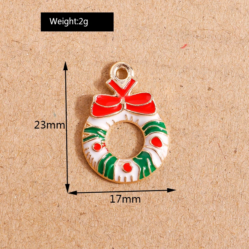 10 Stück Mix süße Emaille-Weihnachtsanhänger für die Schmuckherstellung, Weihnachtsbaum, Hirschglocke, Charms-Anhänger für Halsketten, Ohrringe, Geschenke – Detail 32