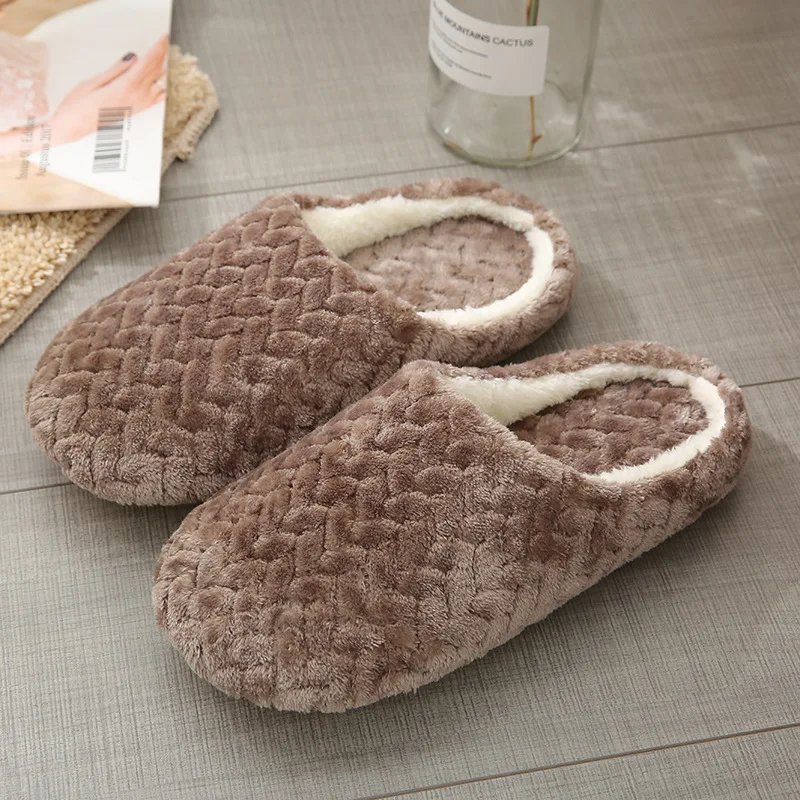 Women Indoor Slippers Warm Plush Home Slipper Autumn Winter Shoes Woman House Flat Floor Soft Silent Slides for Bedroom