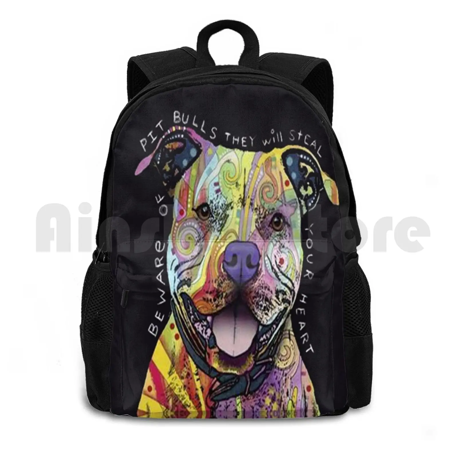 Colourful Pit Bulls / Pitbull Lover Outdoor Hiking Backpack Riding Climbing Sports Bag Colourful Pit Bulls Pitbull Lover Pit