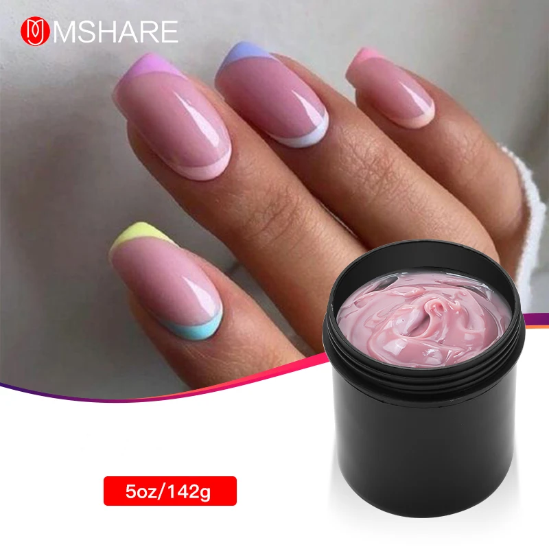 

MSHARE 142g Jelly Gel Rubber Cream For Nail Extension Medium Soft Cover Pink White Fast Extending UV Nail Hard Gels