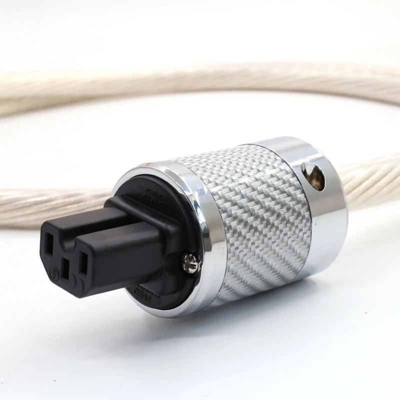Hifi audio carbon fiber EU/ US version PTFE power connector plug NightOwl 7N OCC pure copper silver plated power cable