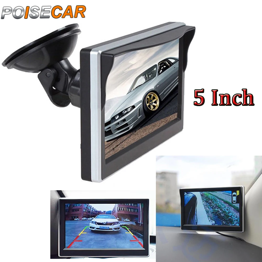 

POISECAR 5.0" Color HD 800X480 Car Display New Digital Screen 2 Channel Video Input DC 12/24V