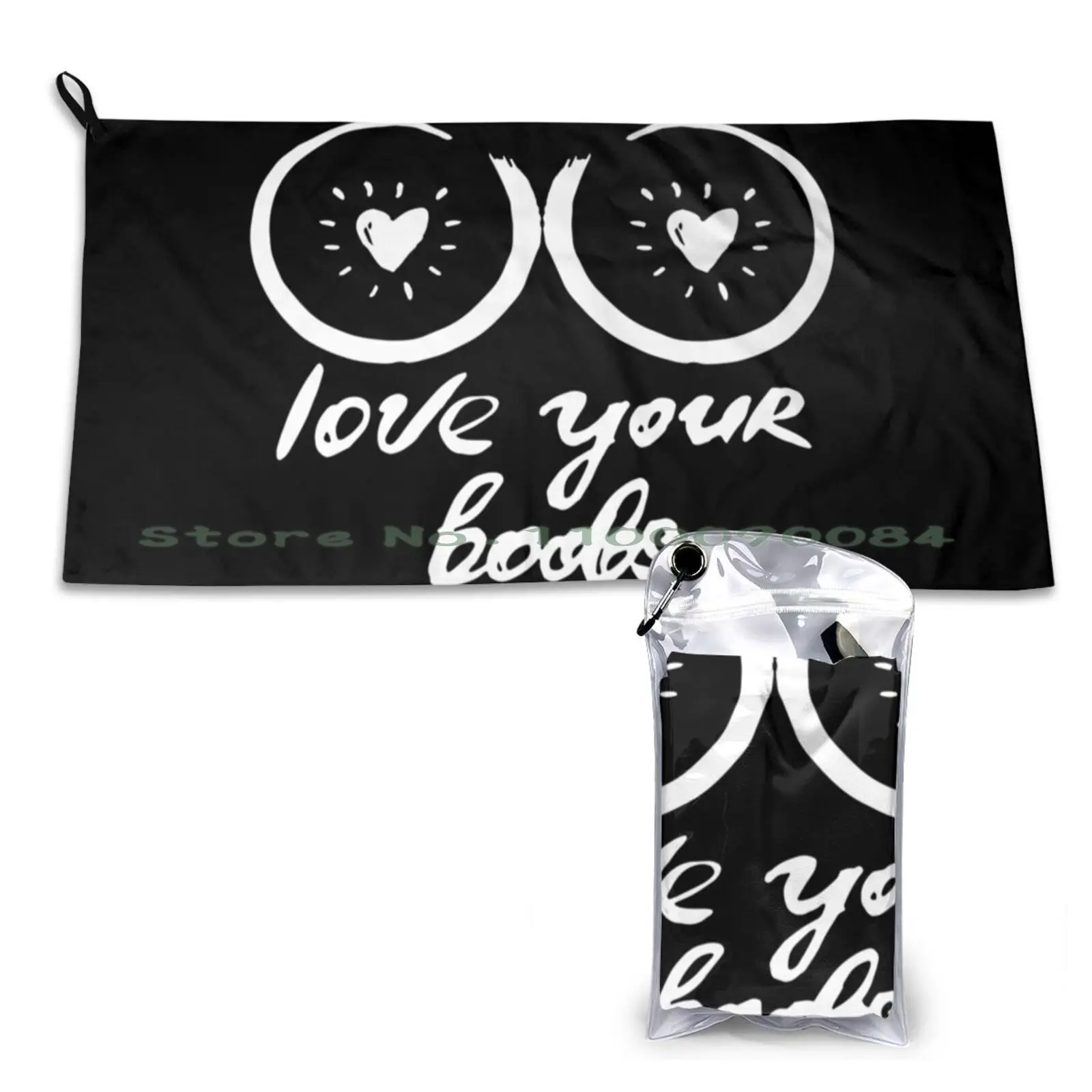 Jigsaw Puzzles-I Love Your Boobs White Black Quick Dry Towel Gym Sports Bath Portable Whimsical Modern Deep Sea Coastal Pattern