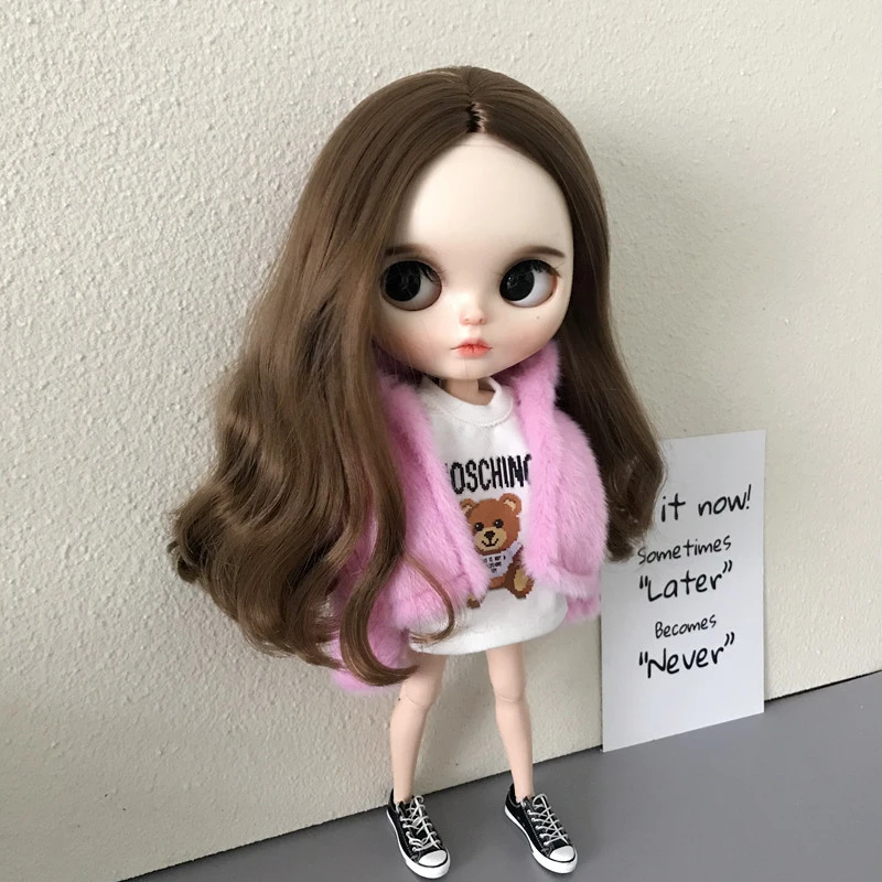 Outfits for Blythe Doll Clothes Soft Fur Coat with Hat Suit for Blyth, Licca, OB23, ob24, Azone, 19 Joint Body Dolls