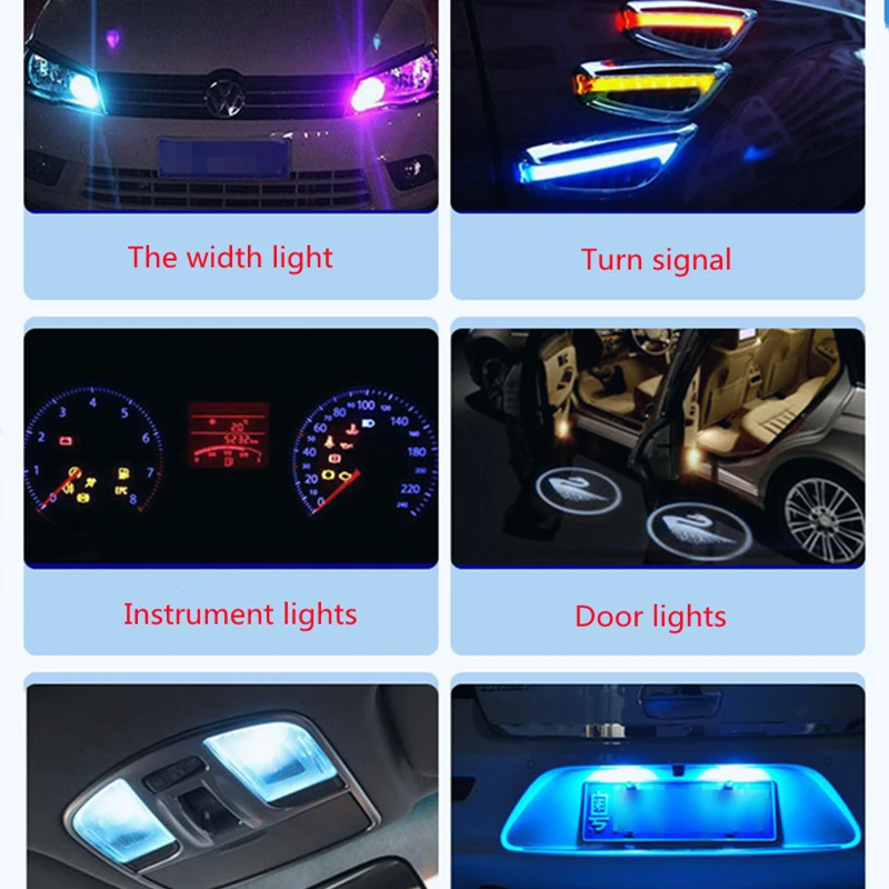 10PCS W5W Led T10 Car Light COB Glass 6000K White Automobiles License Plate Lamp Dome Read DRL Bulb Style 12V Auto Signal Lamp