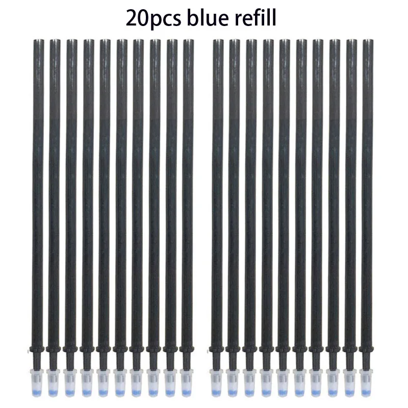 20pcs/Set Erasable Gel Pen Refill Rod  Erasable Pen Refill 0.5mm Blue Black Ink Office School Stationery Writing Tool