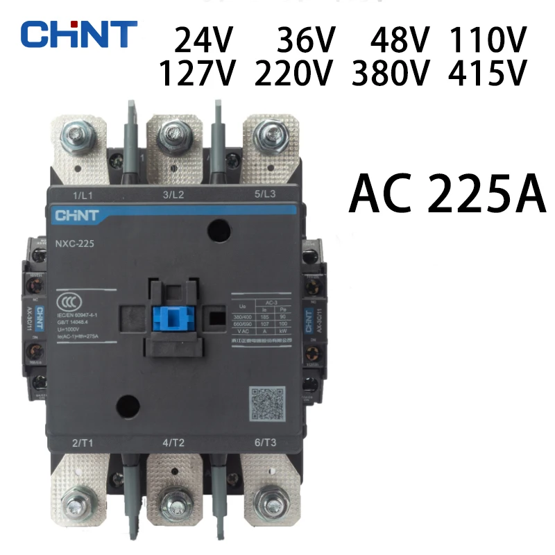 CHINT NXC-160 185 225 contactor 225A AC  24V 36V 48V 110V 127V 220V 380V 415V voltage is optional Kunlun series products