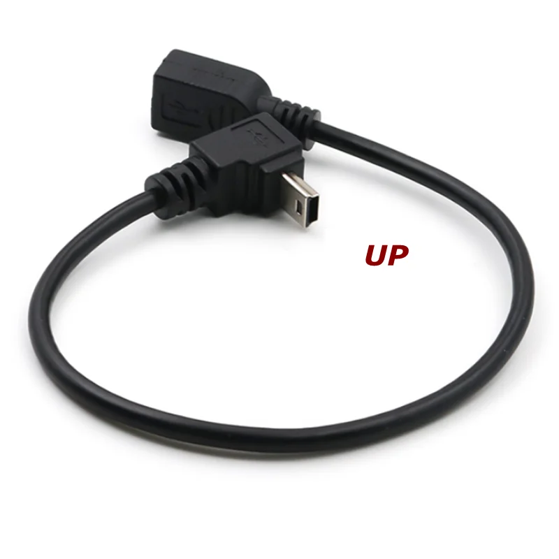 25CM 90 Degree 4 Angle Mini USB Female to Mini B 5-pin Male Cable Adapter For Car Extension OTG  Cable