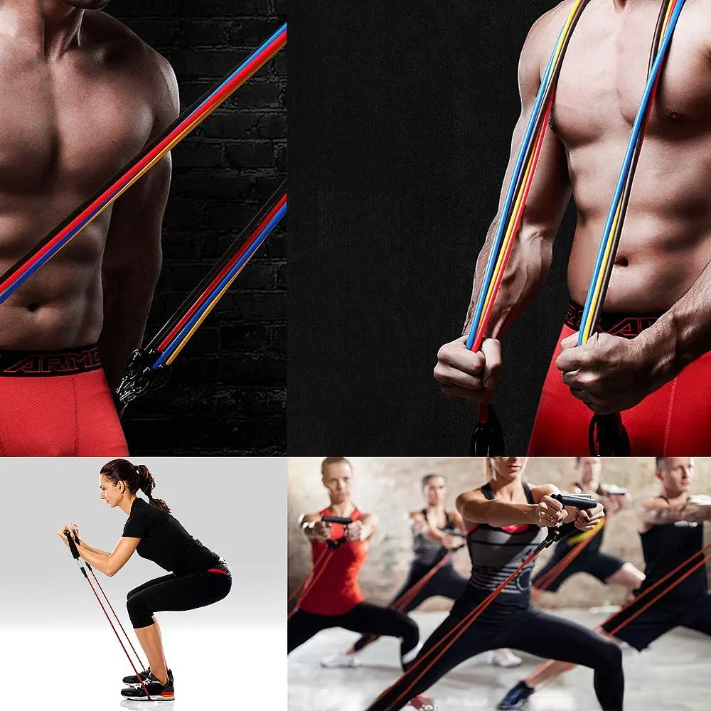 11PCS Resistance Bands Set Bodybuilding Home Gym Equipment Professional Weight Training Fitness Elastic Rubber Bands Expander