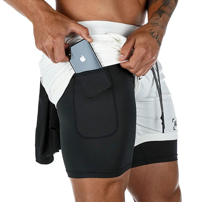 Männer der Sommer Schnell Trocknend Läuft Shorts 2 in 1 Sport Jogging Gym Fitness Shorts Männer Training Shorts Männlichen übergroßen Kurze