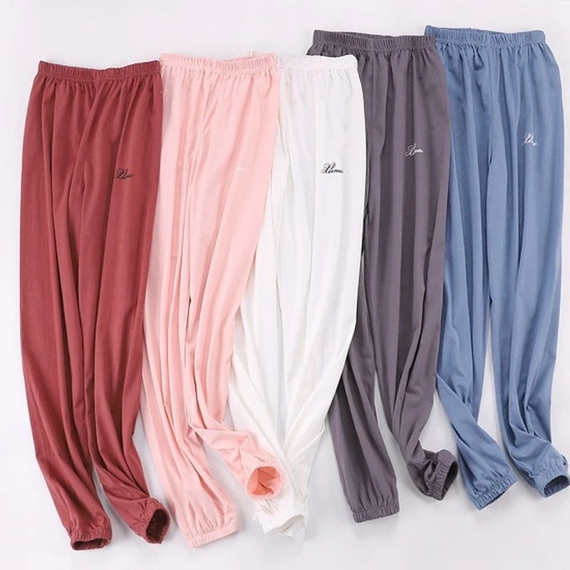 Pantalones de pijama holgados de algodón 100% para mujer, ropa de dormir informal, suave, de talla grande, para el hogar, novedad de verano