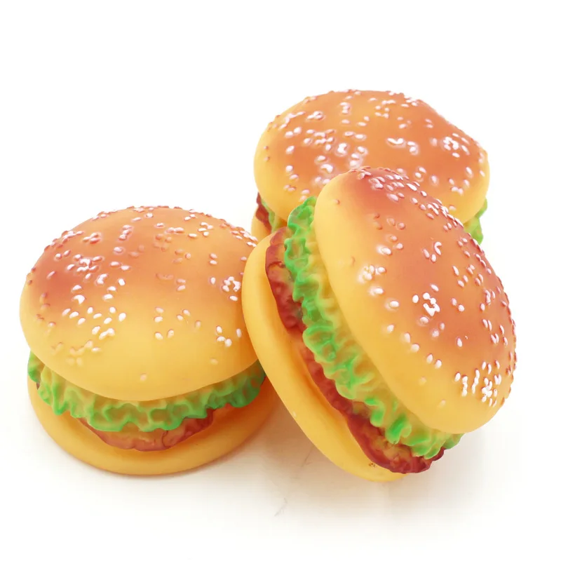 WICK AND HIS PETS Pet Vocal Toy Hamburger Cat and Dog Toy Simulation Gourmet Molar Toy Pet Supplies