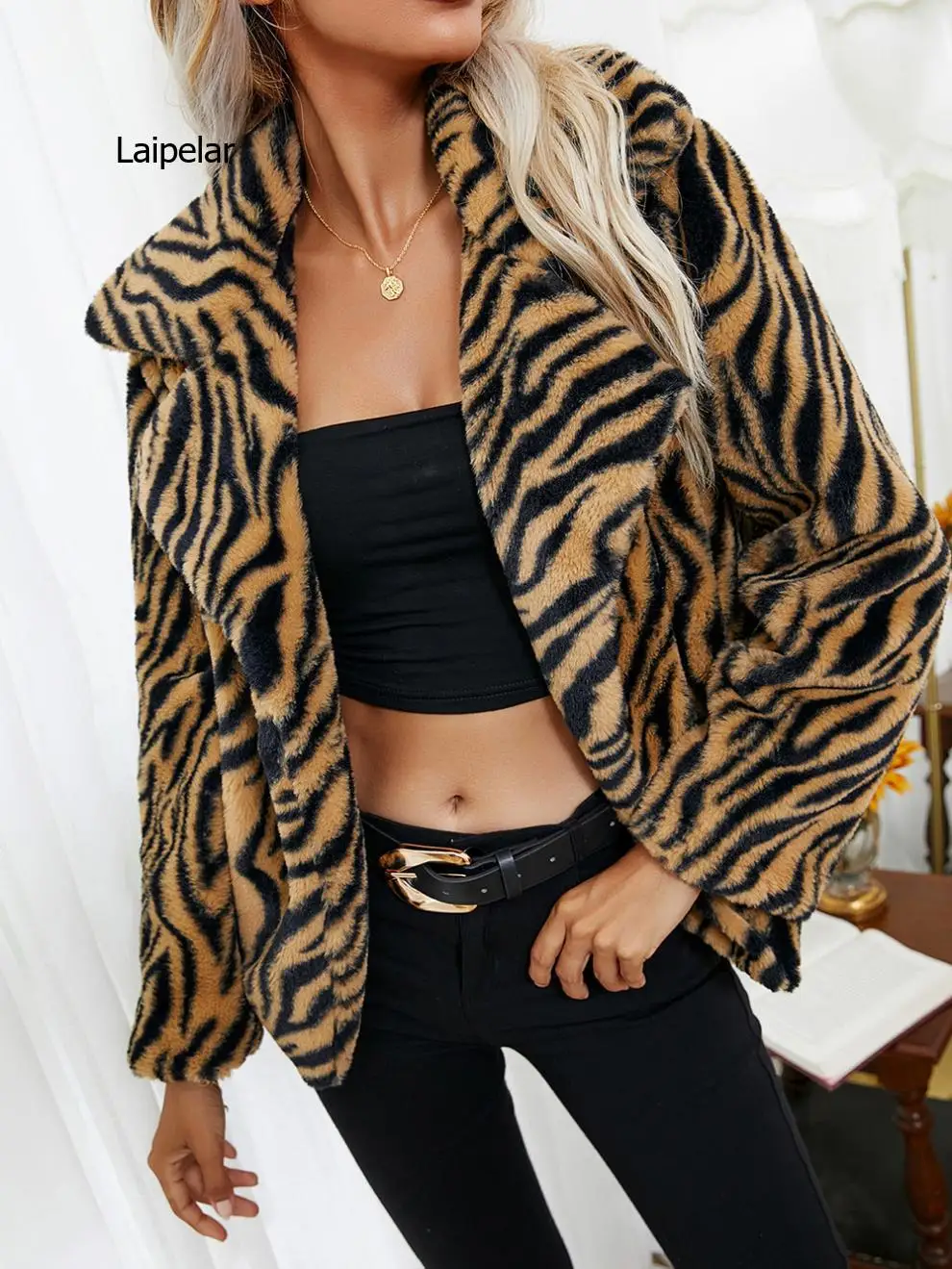 

Autumn And Winter Fashion Women Cardigan Long Sleeve Coat Jacket Cardigan Slim-fit Lapel Zebra Print Jacket Sweater