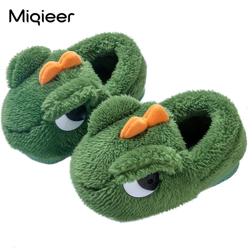 Winter Children Home Soft Slipper For Girls Boys Warm Cotton Dinosaur Flip Flop Non Slip Kids Floor Shoes Baby Slipper Pantuflas