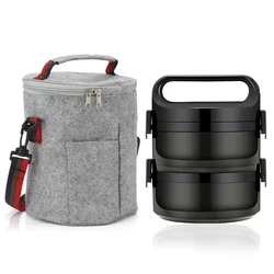 2-3 Layer Leak-proof Student School Japanese Style Bento Box Set Portable Travel Thermal Stainless Steel Lunch Box Container Kid