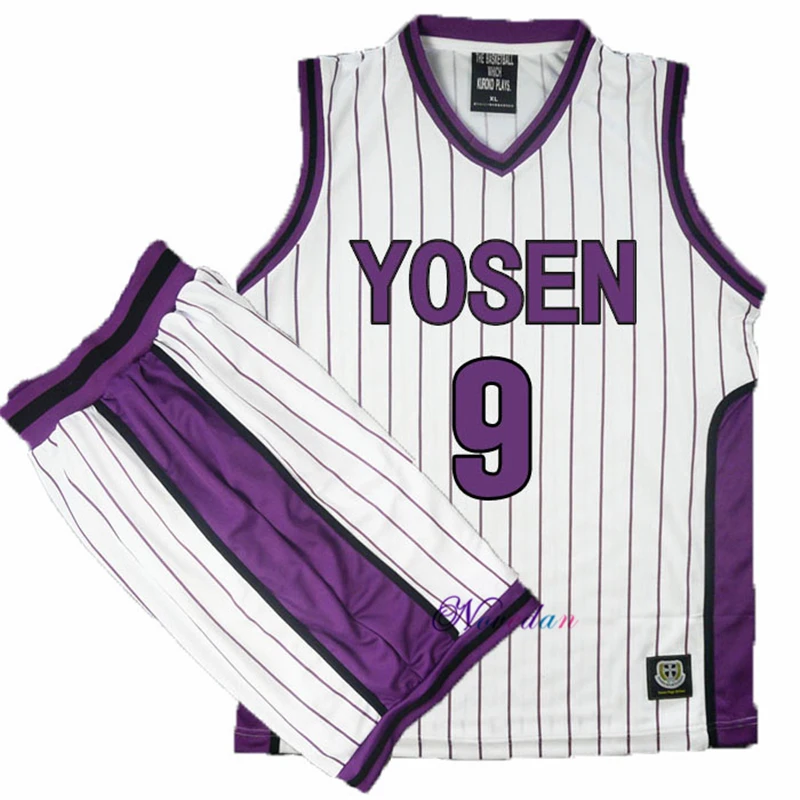 3D Kuroko no Basuke Cosplay Yosen Basket School Uniform Murasakibara Atsushi Jersey 9 12 Sportswear Men T-shirt Shorts  Set