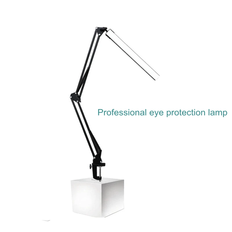 LED Folding Metal  Desk Lamp Clip on Light Clamp Long Arm Dimming Table Lamp 3 Colors For Living Room Reading And Computers