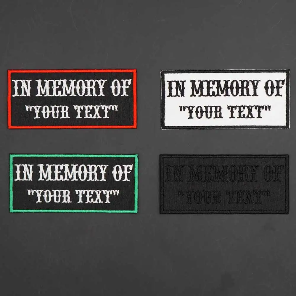 Custom IN MEMORY OF Name Text Embroidery Patch With Iron on and Hook Backing for for Clothes DIY Accessories Supplies