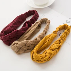 Knitted Chinese Knot Cross Headband Twisted Solid Color Wide-brimmed Headband Make-up Wash Headband Hair Accessories