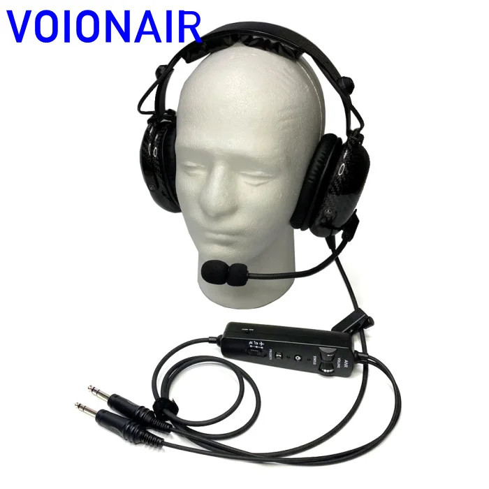 VOIONAIR Carbon Fiber Pilot Headset ANR Aviation Headset Electret Condenser Microphone (Active Noise Reduction) A20 Bluetooth