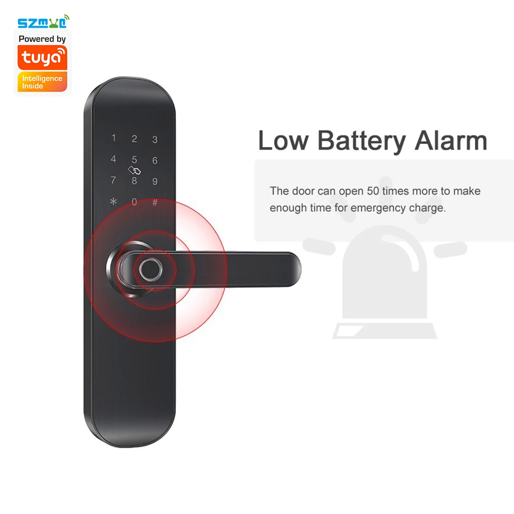 Tuya Smart Fingerprint Door Lock WiFi Smart Life App Control Touch Keypad Pin Code IC Card Open Emergency Key