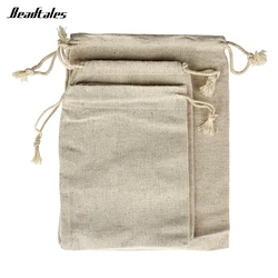 Beadtales 10pcs/lot  9x12/10x14/13x17cm Jewelry Packing Burlap Organizer Bag Drawstring Bags Pouches Linen Flax Fabric Packaging