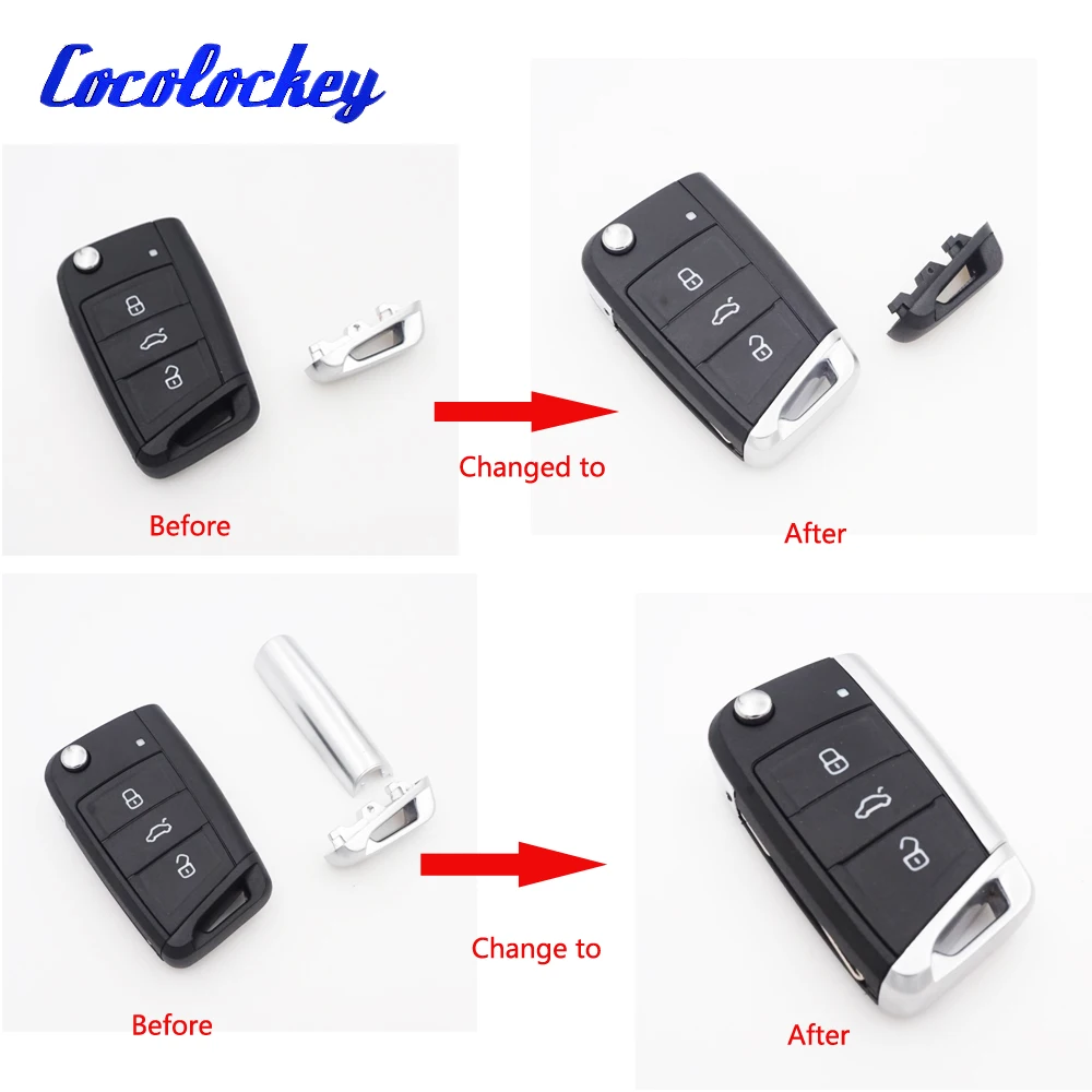 Cocolockey Metalowa część samochodowa do vw golf 7 do MK7 do skoda octavia A7 do siedzenia Zdalna bezkluczykowa automatyczna wymiana części metalowych