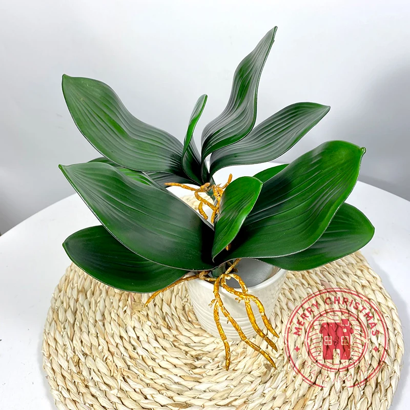 22-25cm Phalaenopsis Leaves Imitation Orchid Leave Fake Plant Flower Arrangement Birthday Party Living Room Decoration Supplies