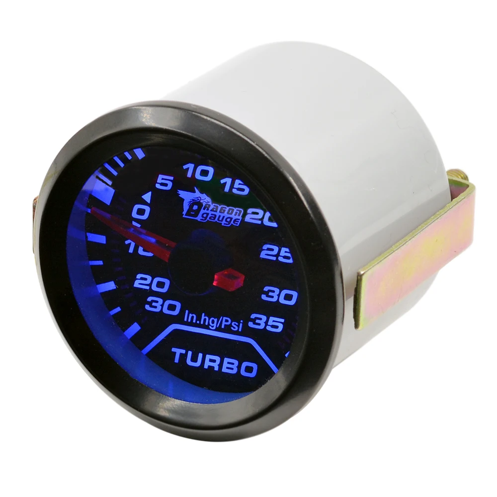 Dragon 52mm Universal Auto Car Turbo Boost Gauge Fit For -30~35 Psi Turbine Pressure Detection In.hg Meter