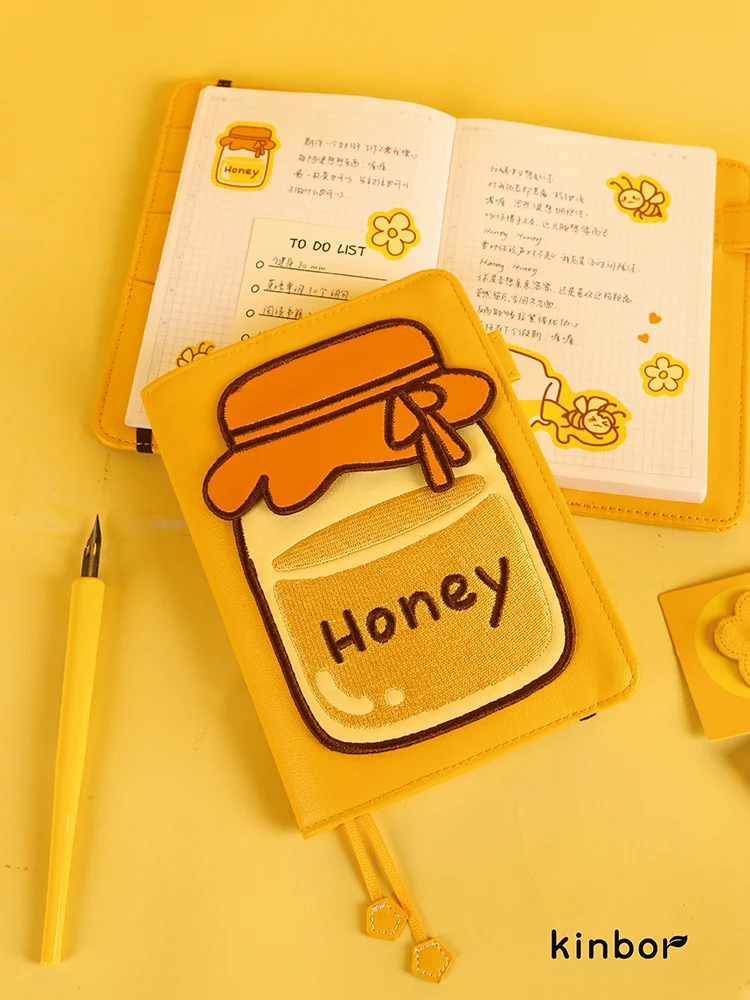 Kinbor-Carnet de notes à main créatif, ensemble de tente, boîte-cadeau, miel, mignon, journal intime en forme de cœur, compte d'enregistrement, cadeau étudiant féminin