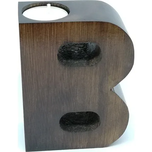 Marple's Wood Decorative Letter B Candle holder