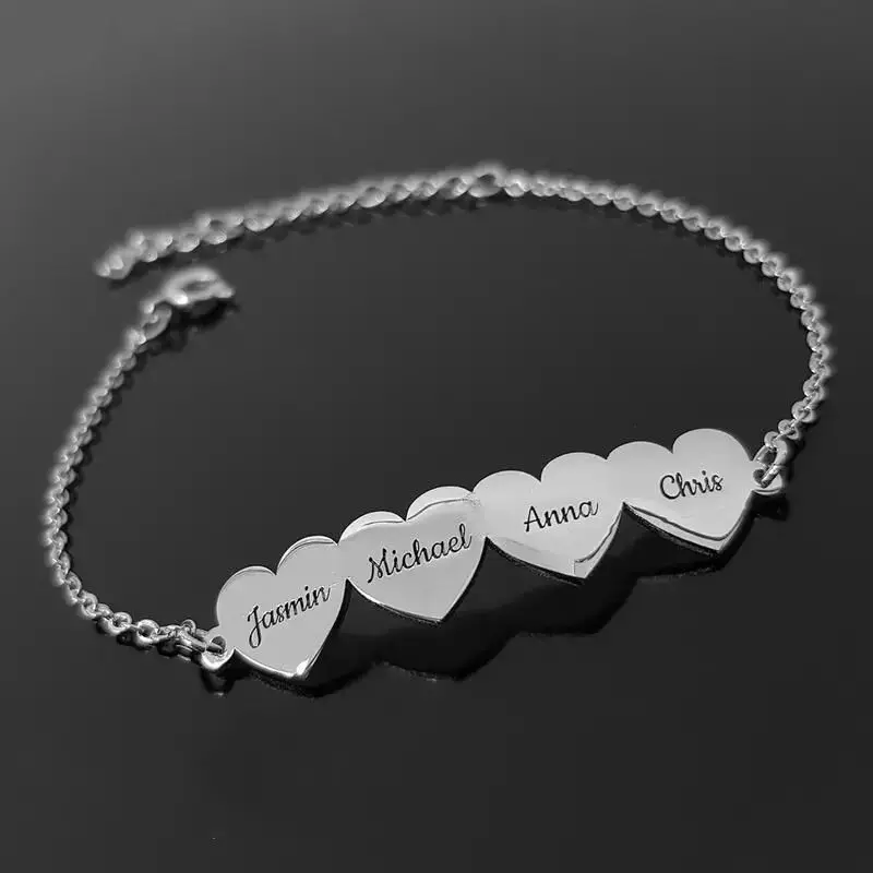 MaiLun Personalisieren Sie das Damenarmband mit Namen und Herzen aus Edelstahl, individuelles Armband, bestes Muttertagsgeschenk – Detail 2