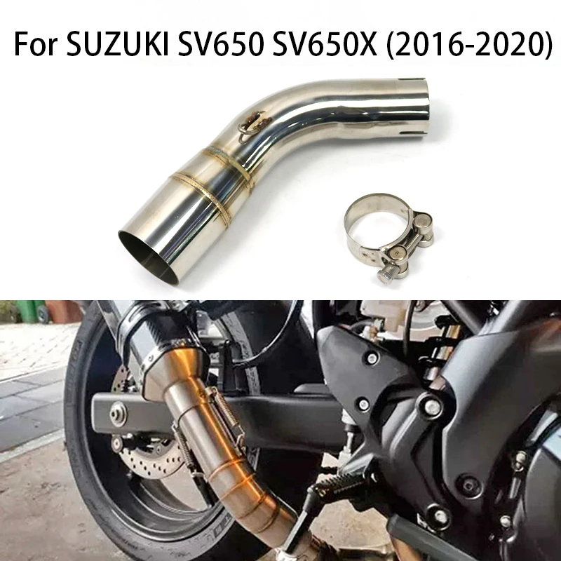 

51mm For SUZUKI SV650 SV650X 2016 2017-2020 2021 Motorcycle Exhaust Middle Mid Link Pipe Muffler Tube Section Modified Parts