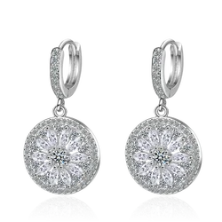 Luxury 925 Sterling SIlver Hollow-out Dream Catcher With Round Cut CZ Zircon Earrings For Women Ear Jewelry Valentine's Day Gift