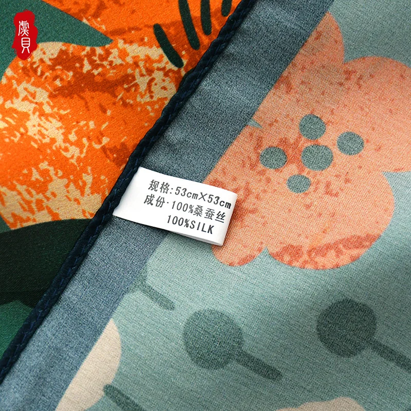 Retro flower natural silk scarf women small square scarves fashion hair scarf children design headscarf foulard hijab BABY warp