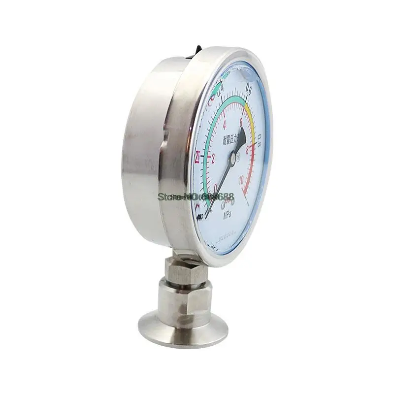 Sanitary Type Stainless Steel YTP100BF Diaphragm pressure gauge clamp chuck type shockproof pressure gauge Quick clamp manometer