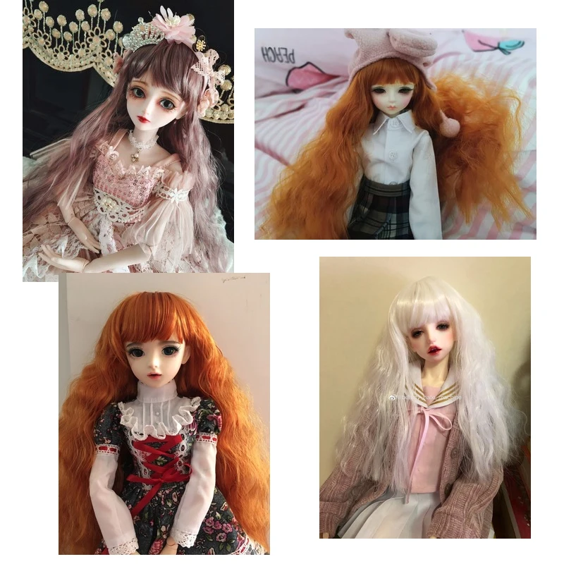 Mới 1/3 1/4 1/6 1/8 Bjd Tóc Giả Sợi Nhiệt Độ Cao Dài Thời Trang Nổ Sóng Xoăn Bjd Tóc Giả SD Búp Bê BJD tóc Nhiều Màu Tùy Chọn