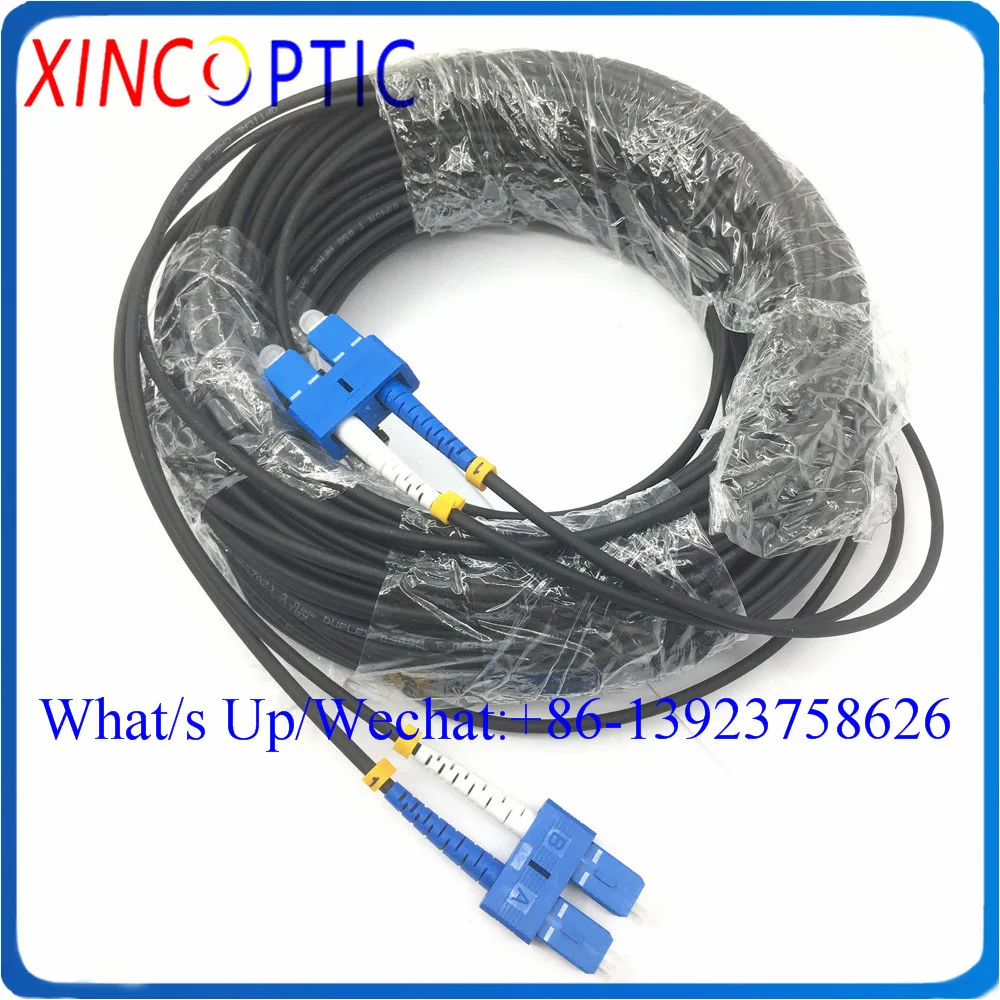 2C SM 45M LC-SC Fiber Patch Cord,2Fibers Single mode G657A SC/PC-SC/LC/FC Outdoor Armoured LSZH 3.0mm Duplex Fiber Jumper Cable