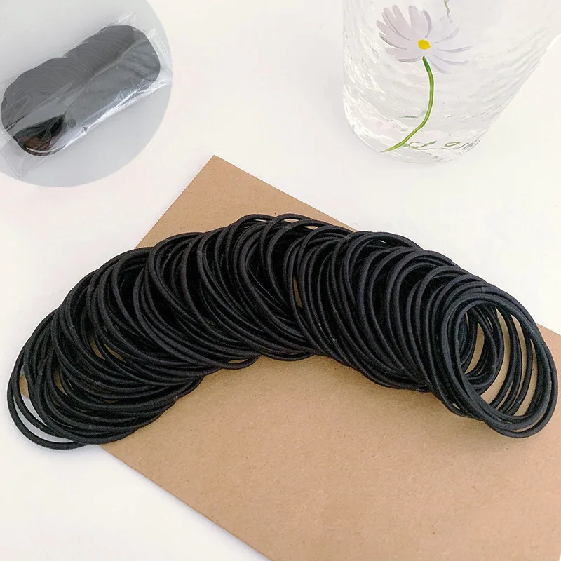 100 Pcs/lot Black Brown Coffee Ponytail Holders Rubber Band Hair Ties Gum Colorful Elastic Hair Band For Women Girls Accessories