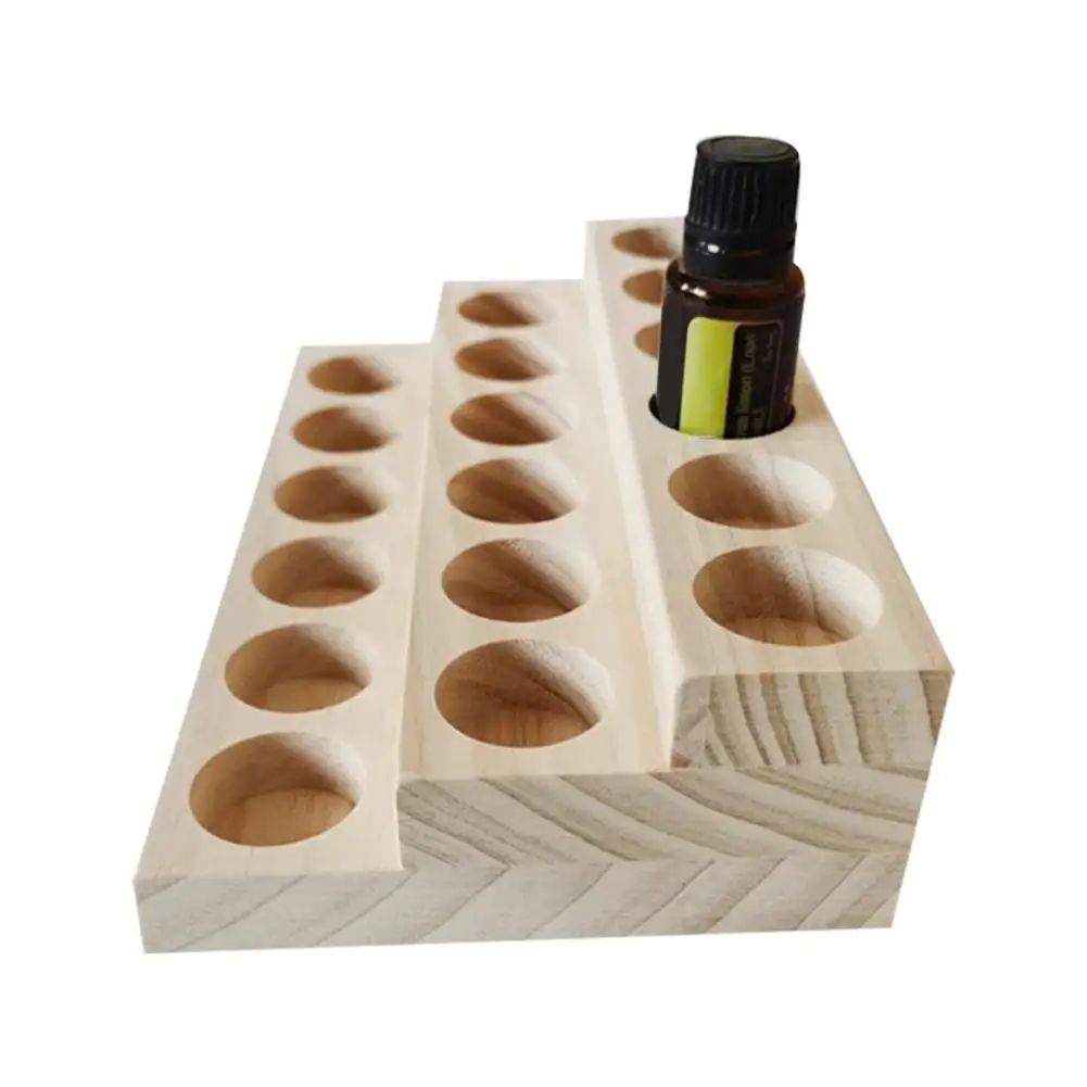 3 Layers 18 Grid Wood Essential Oil Display Rack Wooden Exquisite Stands Shelf Portable Essential Oil Storage Rack