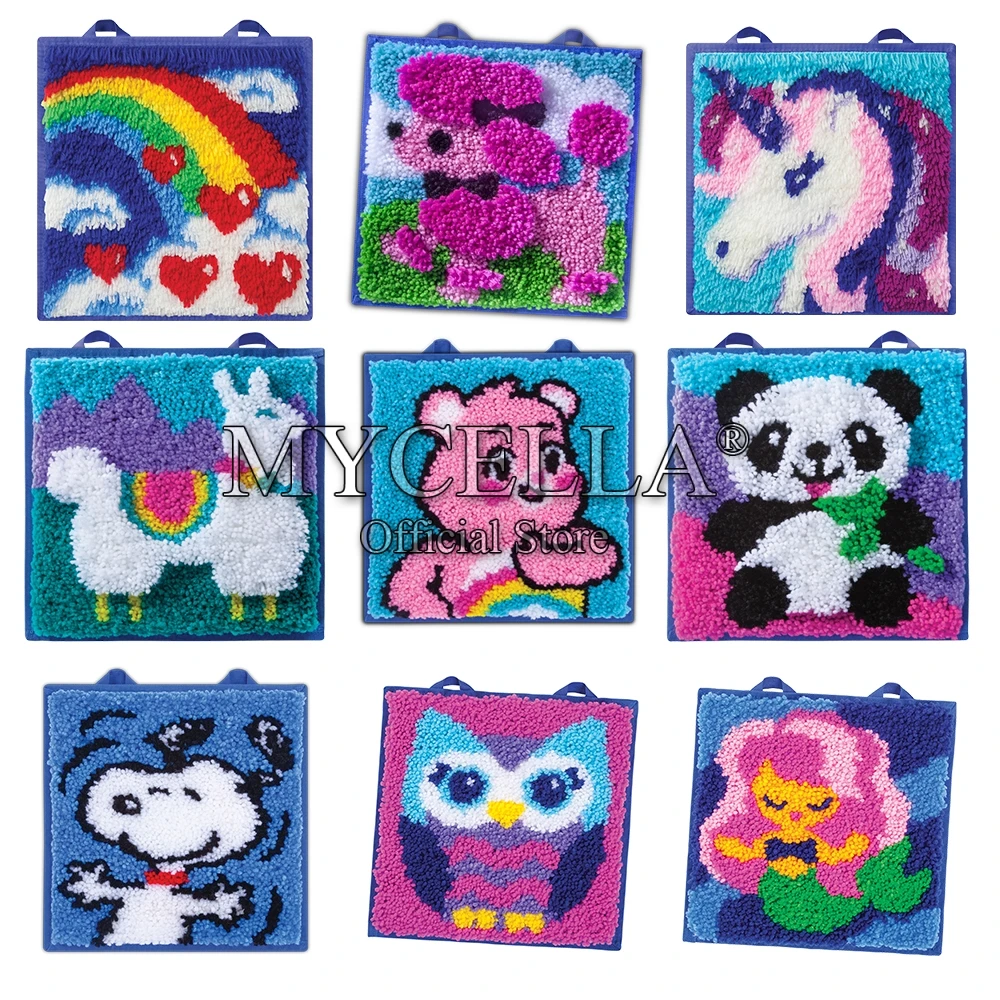 Carpet Mini-Rug Sewing Kit The Classic Latch Hook Craft Kit - Unicorn Cartoon Love Rainbow Unicorn Dog Alpaca Panda Bear Mermaid