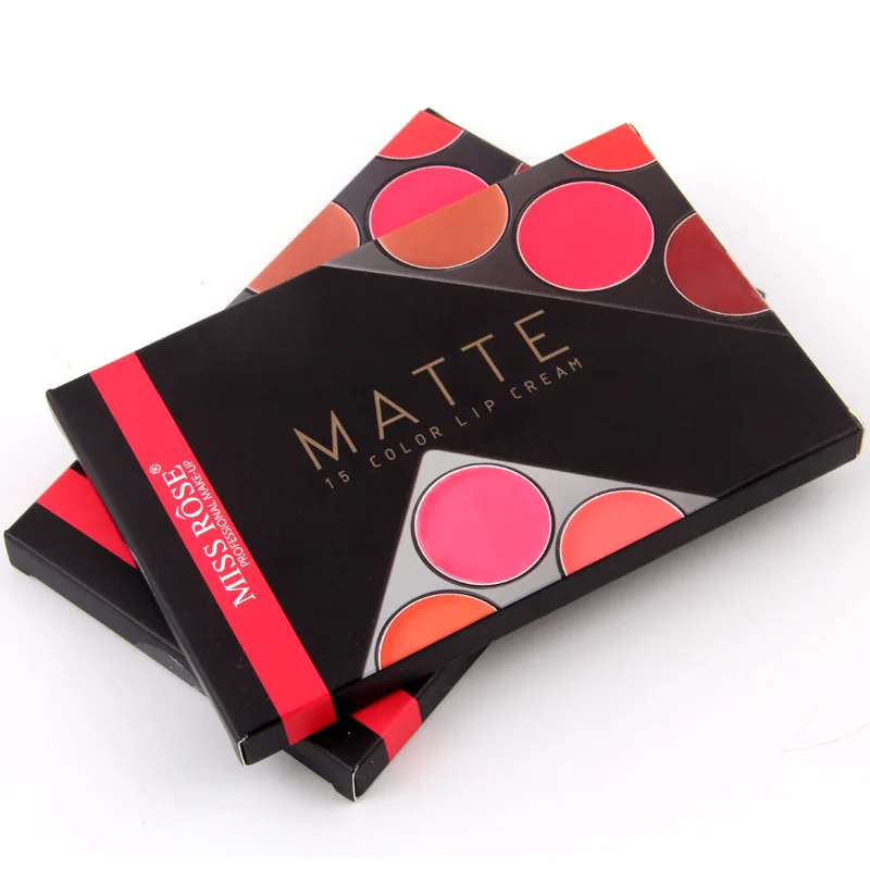 Chinese Cosmetics Miss Rose 15-color Matte Lipstick Lasting Lip Palette Makeup