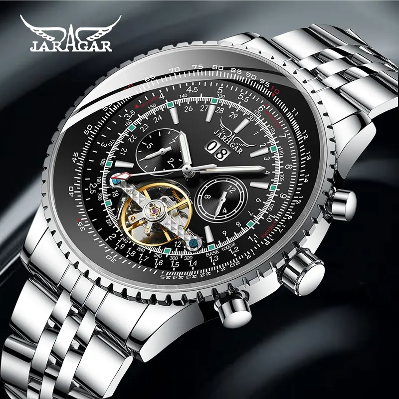 2024 JARAGAR Mens Watches Top Luxury Brand Automatic Mechanical Watch Men Full Steel Business Sport Watches Relogio Masculino