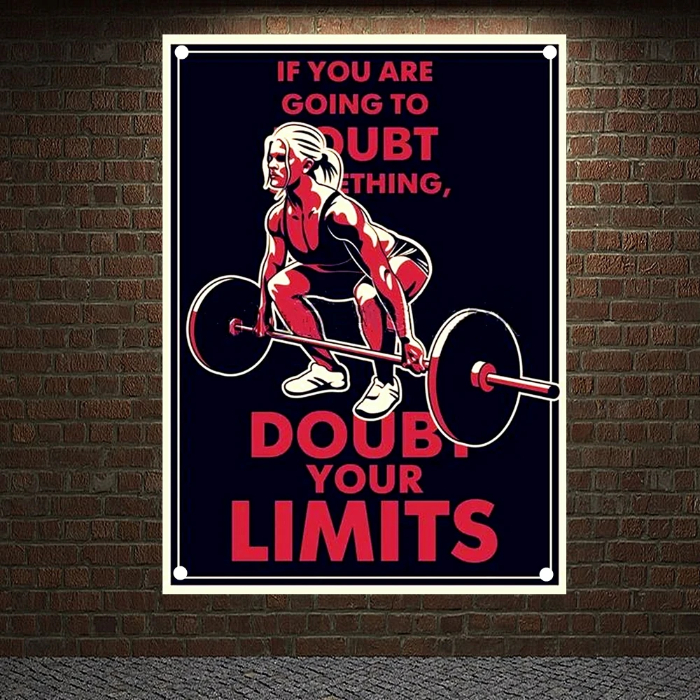 

DOUBT YOUR LIMITS Motivational Workout Posters Wall Chart Exercise Banners Flags Wall Art Tapestry Sticker Gym Decor Painting