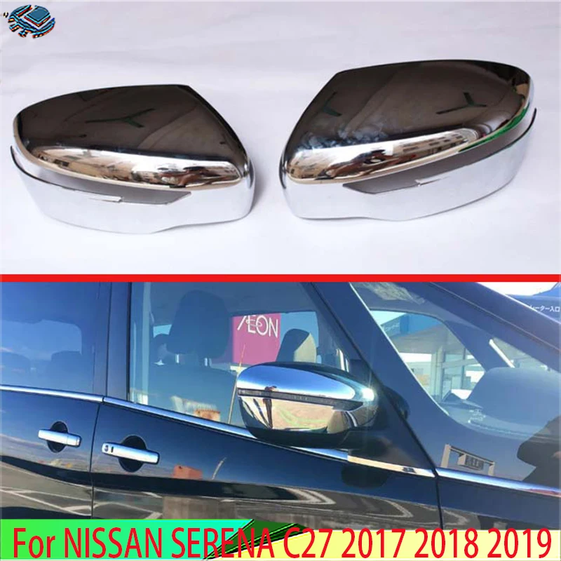 For NISSAN SERENA C27 2017 2018 2019 Car Accessories ABS Chrome Door Side Mirror Cover Trim Rear View Cap Overlay Molding