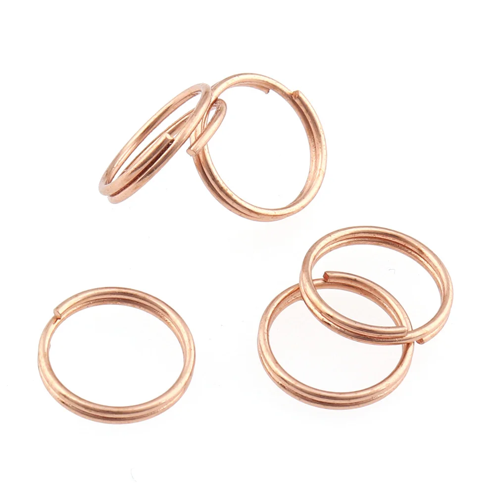 50pcs Rose gold Small Key chain rings Open Jump Rings Double Loops 9mm Split Rings Connectors For Jewelry Making Accessories