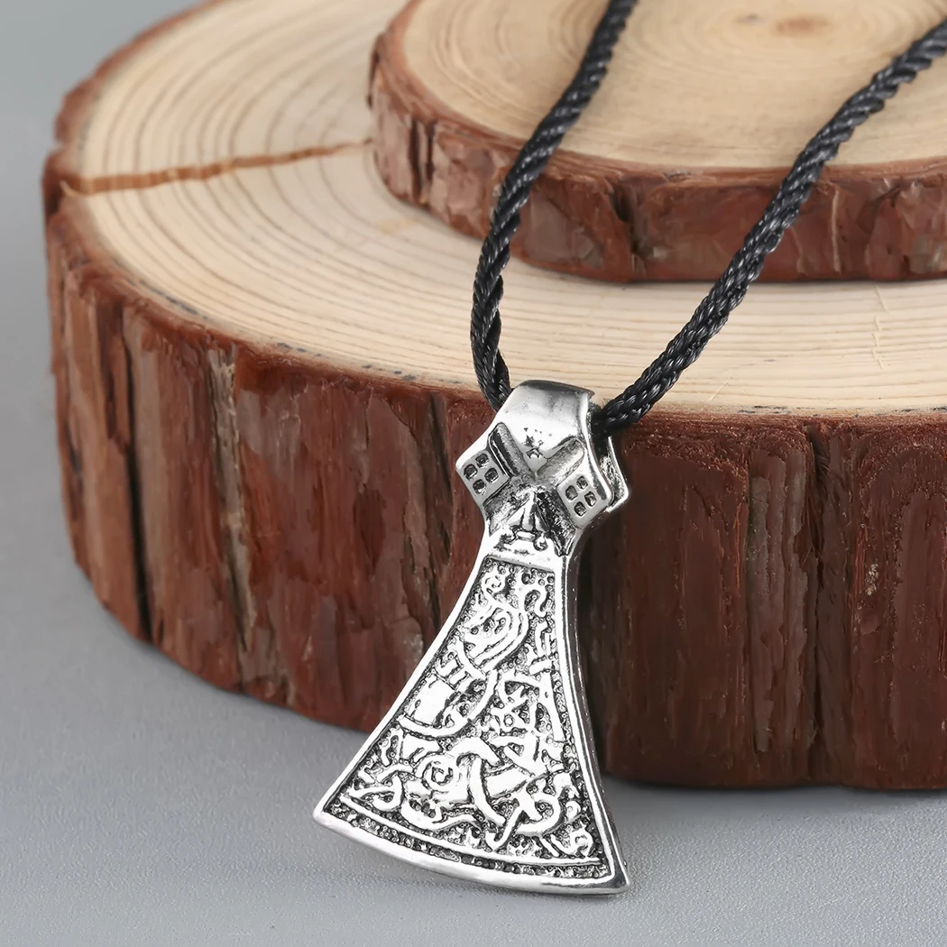 Kinitial Nordic Viking Men Necklaces Women Slavic Symbol Amulets Antique Raven Hammer Pendant Punk Male Necklace Jewelry